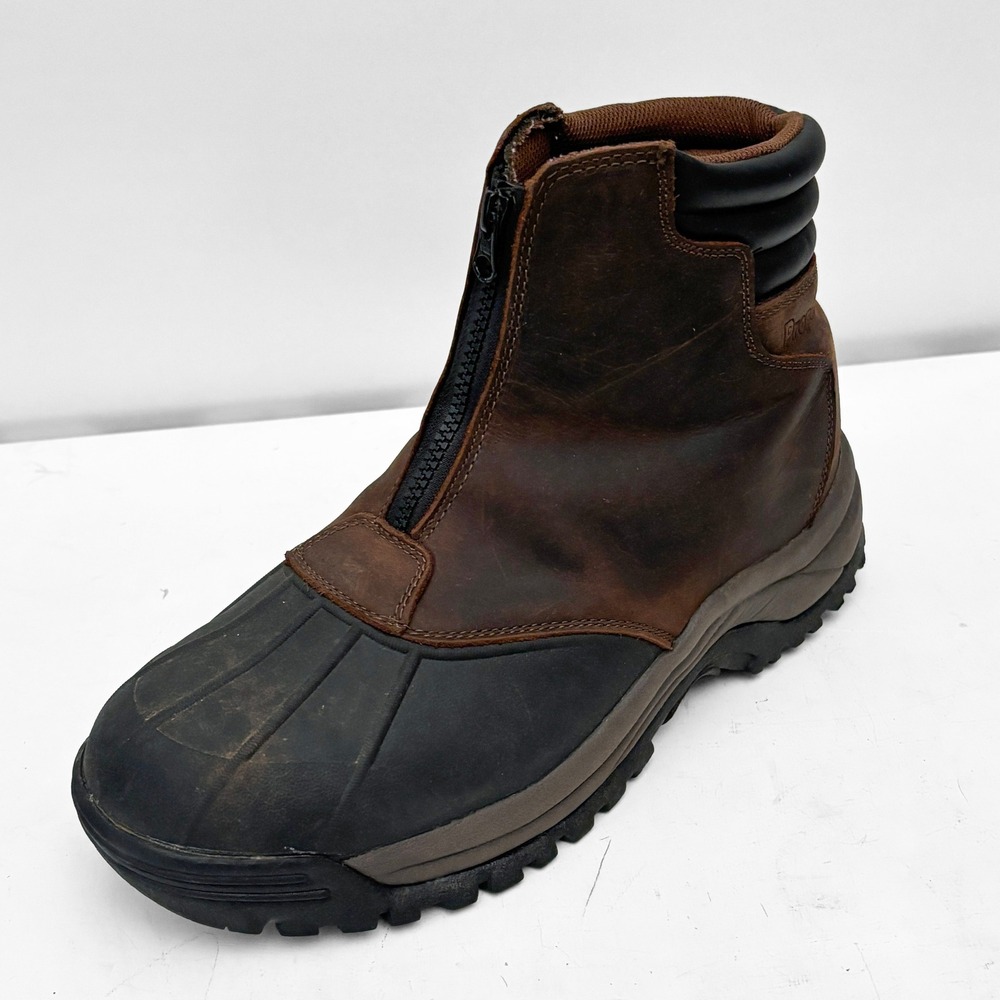 Propet Mens Blizzard Mid Zip Brown Leather Insulated Boots Size 12 5E XX Wide